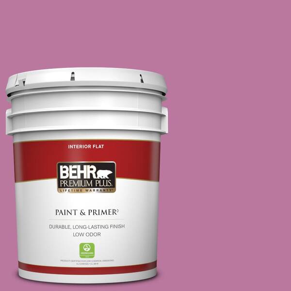 BEHR PREMIUM PLUS 5 gal. #690B-5 Valentine Heart Flat Low Odor Interior Paint & Primer