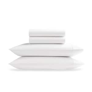 2-Piece Set White Solid 100% Organic Cotton Sheets, Twin, Smooth and Breathable, Super Soft Fitted Sheet Sets