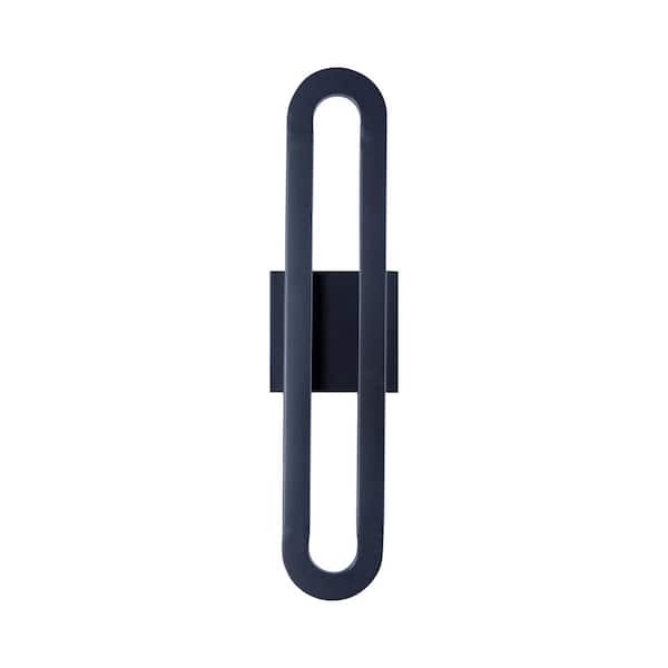 Montpelier 19.69 in. Sand Grain Black LED Outdoor Hardwired Lantern Sconce with No Bulbs Included