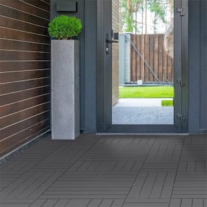 1 ft. W x 1 ft. L Square Plastic Patio Interlocking Deck Tile in Gray All Weather for Balcony (Pack of 27)