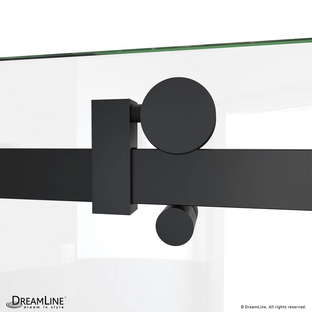 Seneca Matte Black Frameless Sliding Shower Door with Clear Glass