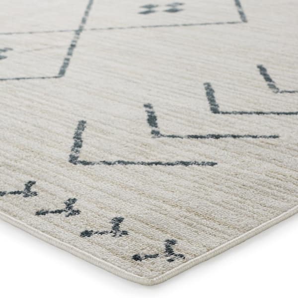 Machine Washable Taos Cream/Dark Slate 7 ft. 10 in. x 10 ft. Tribal  Area Rug