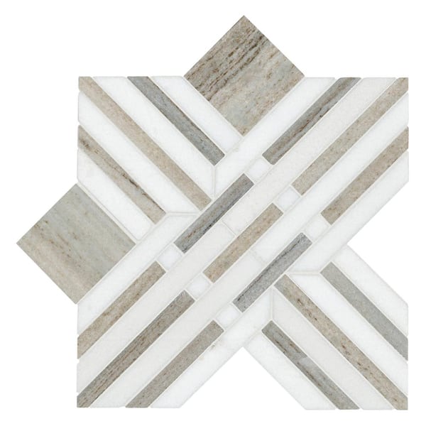Wellington Pattern 12 in. x 12 in. x 8mm Polished Marble Mosaic Tile (10 sq. ft./Case)