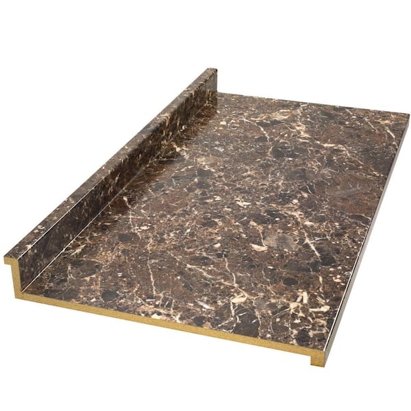 Hampton Bay 4 ft. Laminate Countertop in Breccia Nouvelle with Marbella ...