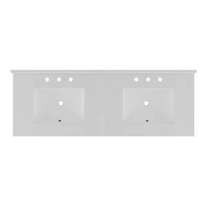 61 in. W x 22 in. D Quartz Double Basin Vanity Top in Iced White with White Basins
