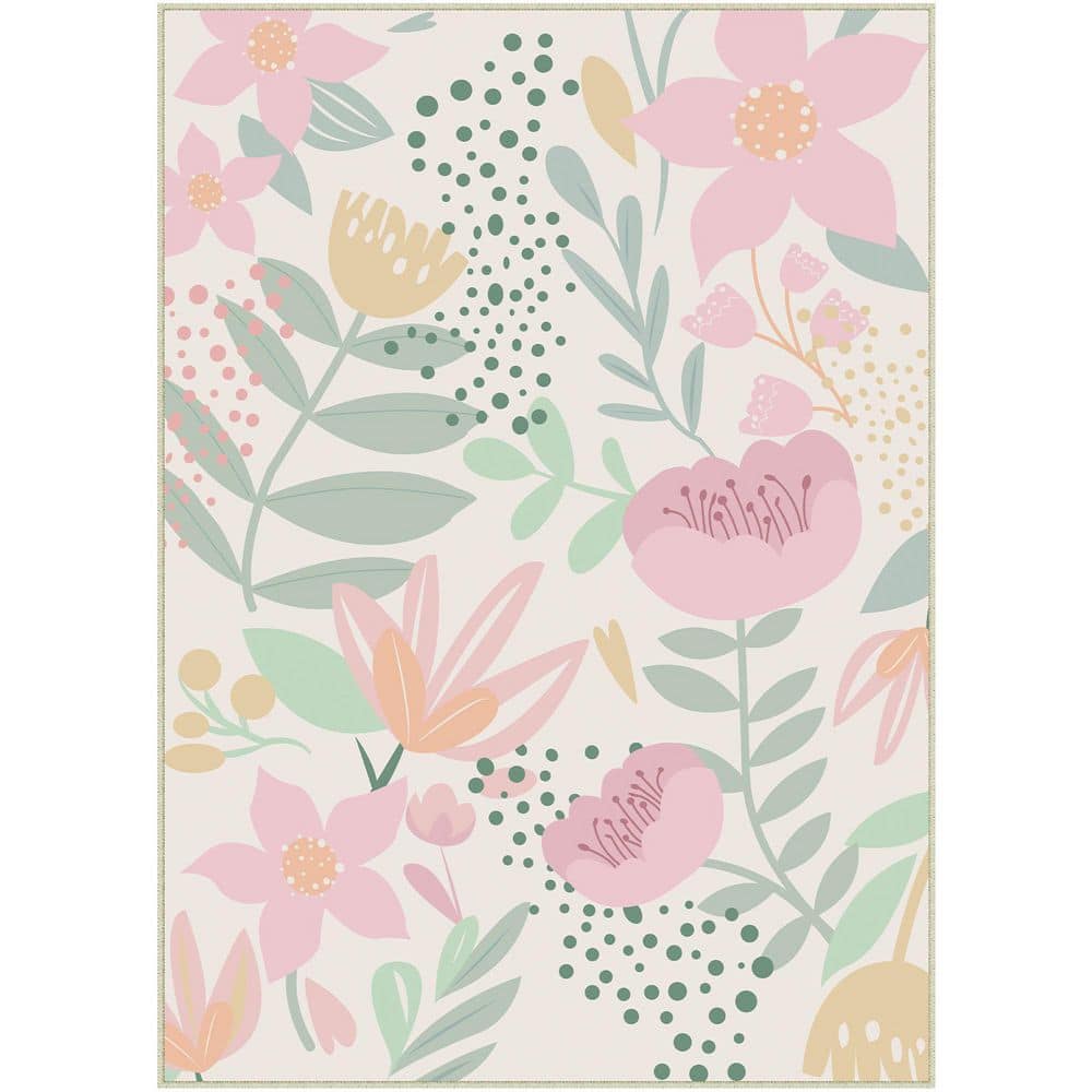 Childhood Beige 8 ft. x 10 ft. Floral Washable Area Rug price history on PriceWatchPro