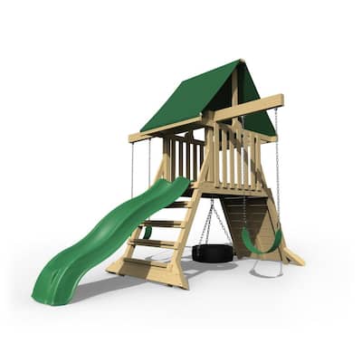 Tire Swing Sets Playground, Wooden Swing Set With Tire