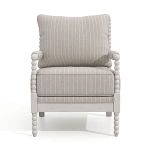 Yankton Antique White and Stripes Pattern Accent Chair