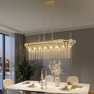 8-Light 39.4 in. W Modern Crystal Chandelier Hanging Ceiling Kitchen Island Light Fixture, 8xG9 Halogen, No Bulbs