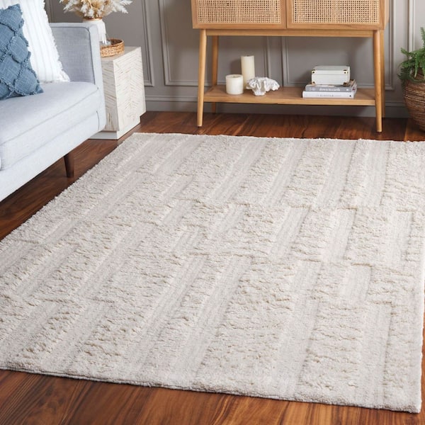 Vermont 3 ft. x 5 ft. Ivory High-Low Solid Area Rug