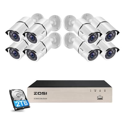 8-Channel 5 MP 2TB POE NVR Security Camera System with 8 Wired Bullet Outdoor Camera 120 ft. Night Vision