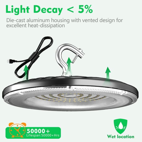 bulbeats 10Pack of 240W LED High Bay Light 36000LM High Bay LED Shop Lights AC100-277V Commercial Bay Lighting for Warehouse