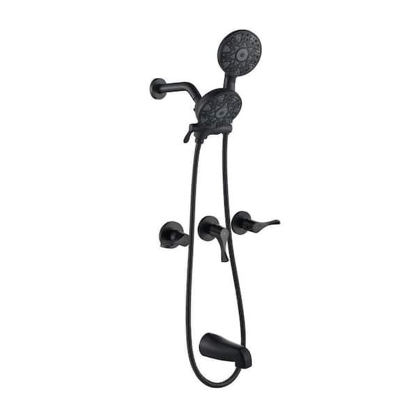 Rain 3-Handle 6-Spray Tub Shower Faucet 1.8 GPM with Pressure Balance in Black (Valve Included)