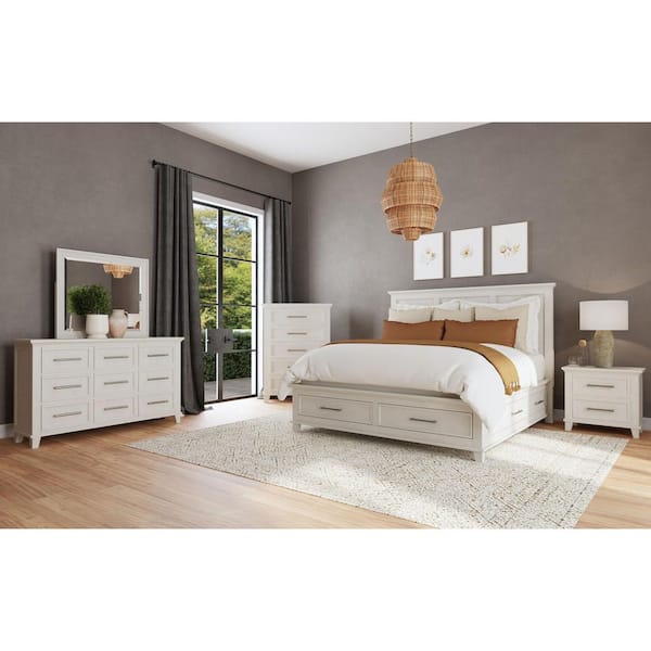Henrik Ivory 2-Drawer 28 in. W Nightstand with USB