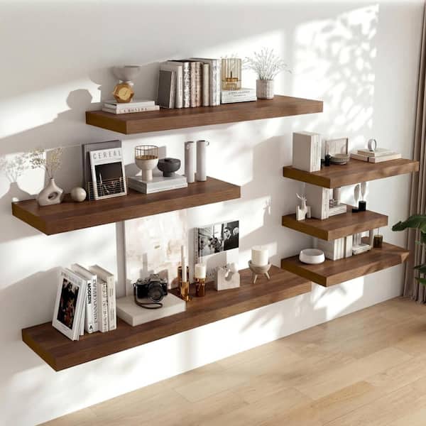 72 in.W x 12 in.D Floating Shelves,Long Wall Shelf,Rustic Wood
