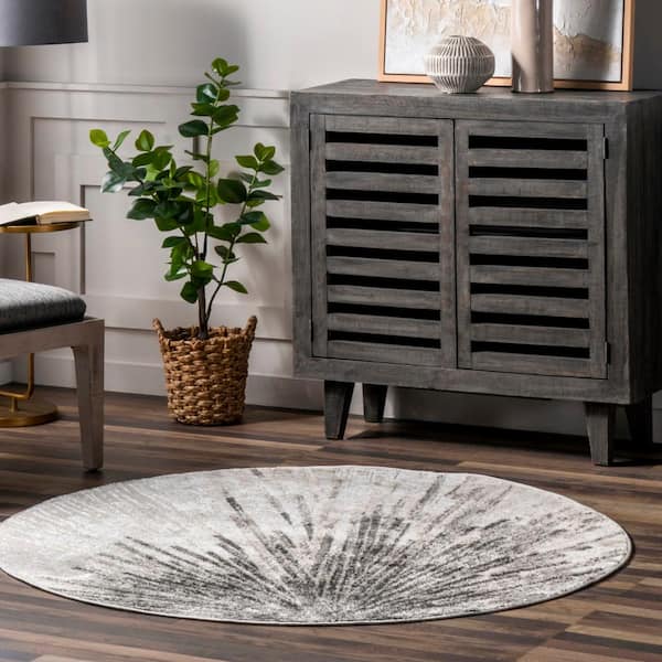 Amaya Beige 5 ft. Abstract Round Rug