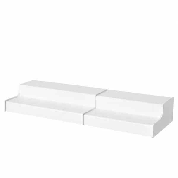 Expandable 2-Tier Acrylic Spice Rack Cabinet Organizer with Adjustable Width 5.1 x 12.1 x 2.75 in White