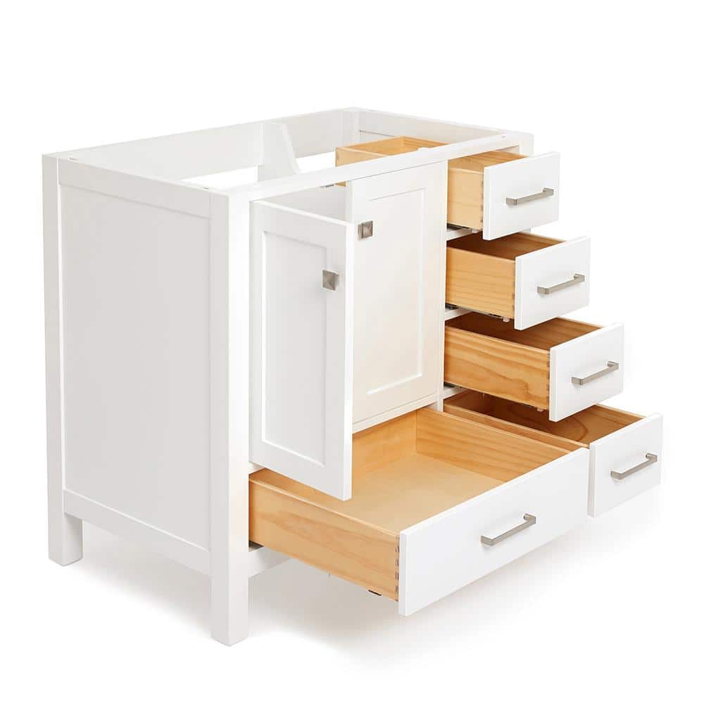 Ariel 36" White Solid Wood Freestanding Vanity Cabinet
