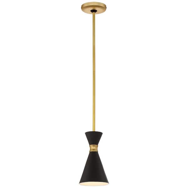 Conic 1-Light Honey Gold Mini Pendant with Matte Black Shade