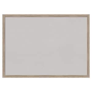 Hardwood Wedge Whitewash Wood Framed Grey Corkboard 29 in. x 21 in. Bulletin Board Memo Board
