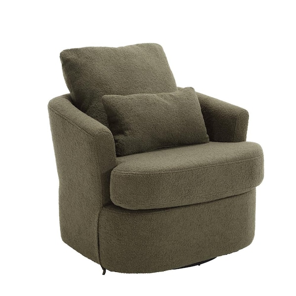 Green Teddy 360 Degree Comfy Round Teddy Swivel Barrel Club Chair, 300LBS