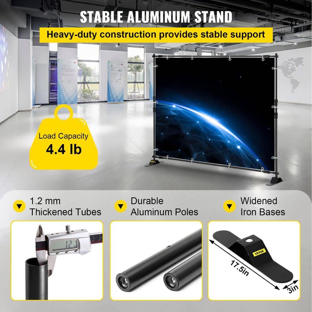 Adjustable Black Aluminum Backdrop Banner Stand with Carrying Bag