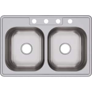 Dayton Drop-In Stainless Steel 33 in. 4-Hole 50/50 Double Bowl Kitchen Sink