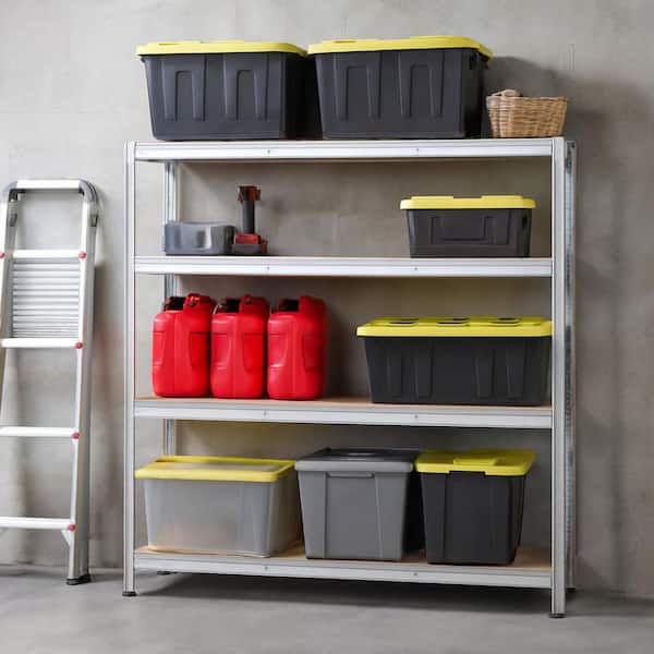 Garage Series 4-Tier Galvanized Steel Storage Shelving Unit in Silver with HDF Racks (60 in. W x 71 in. H x 18 in. D)