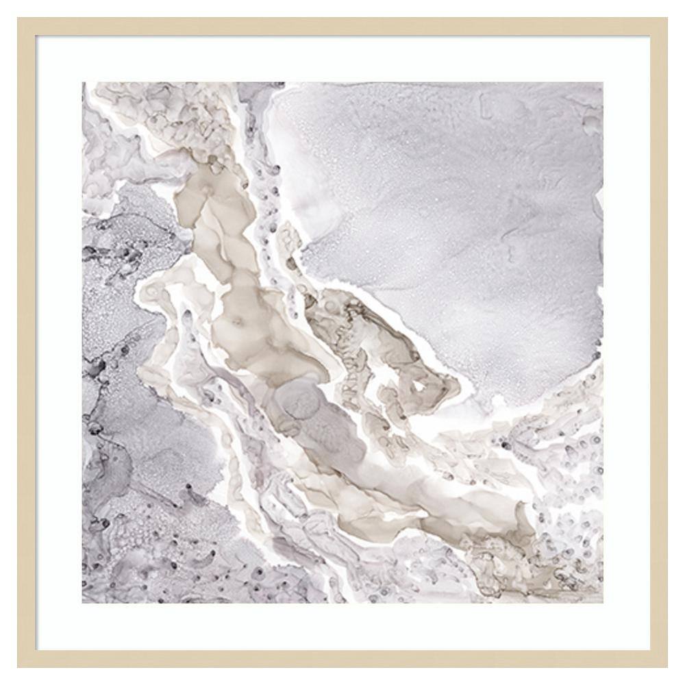 Beige and Gray Mineral Abstract Framed Wall Art Print