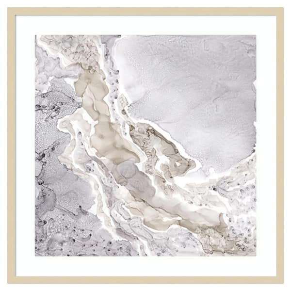 Amanti Art Beige and Grey Mineral Abstract by Tara Reed 33 in. W x 33 in. H. Wood Framed Wall Art Print Framed in Brown