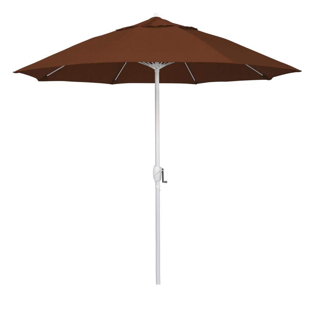 9 ft. Matted White Aluminum Market Patio Umbrella Fiberglass Ribs and Auto Tilt in Terracotta Olefin price history on PriceWatchPro