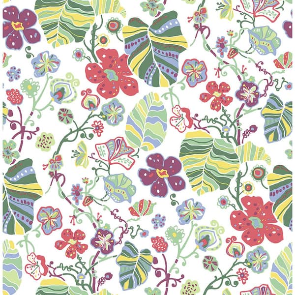 A-Street Prints Gwyneth Multicolor Floral Multicolor Wallpaper Sample
