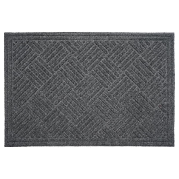 Chess Ribbed Gray 36 in. x 60 in. Indoor/Outdoor Doormat
