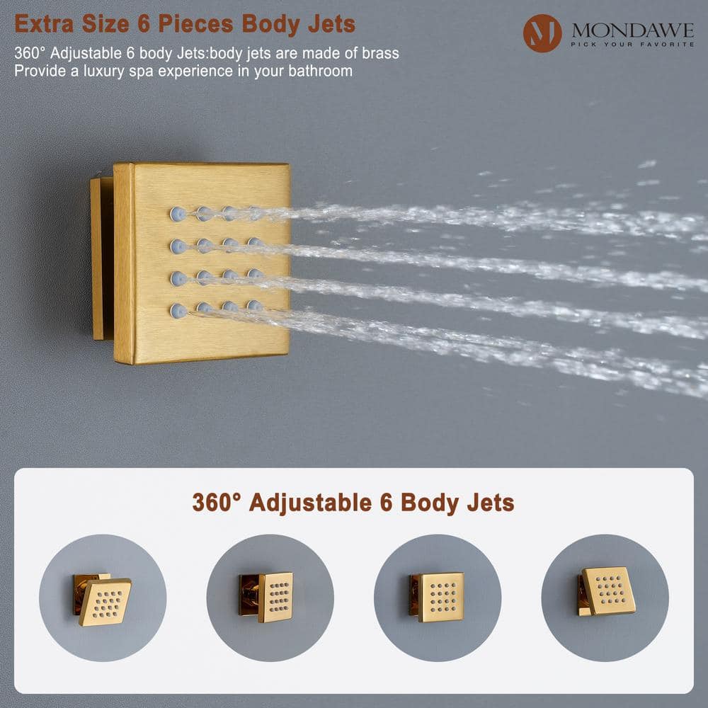 Large Brushed Gold Dual Rain Shower System with Handheld