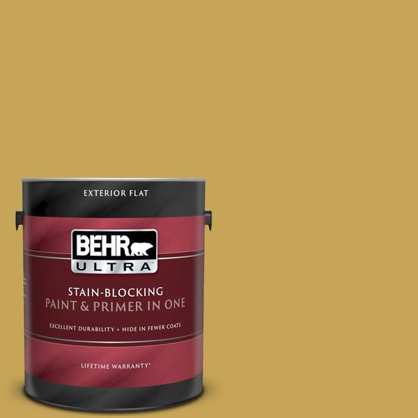 BEHR ULTRA 1 gal. #UL180-4 Lemongrass Flat Exterior Paint and Primer in One