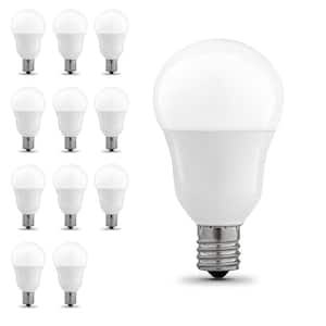 60-Watt Equivalent A15 Intermediate Dimmable CEC White Finish LED Ceiling Fan Light Bulb, Bright White 3000K (12-Pack)