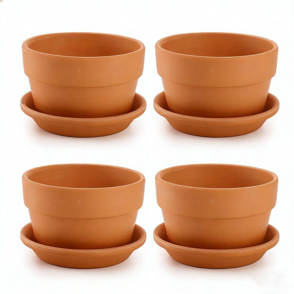 4 Pack Terracotta Pots with Saucer, Terra Cotta Plant Pot with Drainage Hole, Flower Planter Pot (6 in. W x 4 in. H) price history on PriceWatchPro