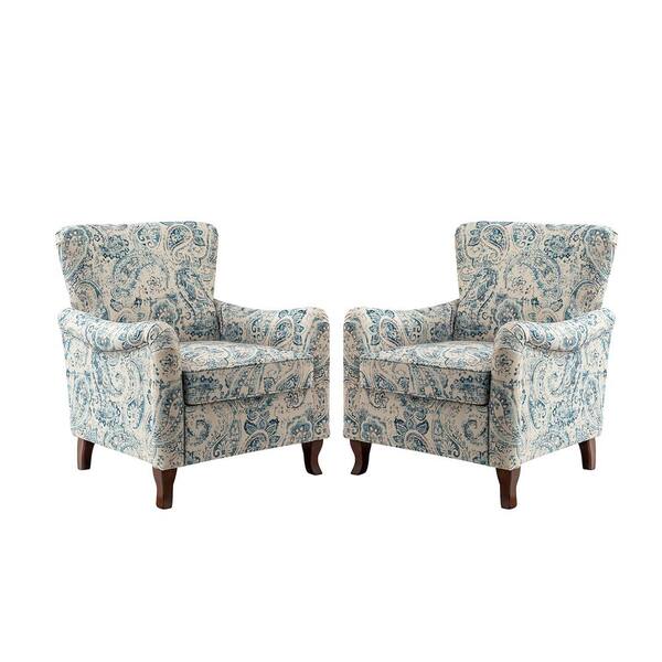 JAYDEN CREATION Vincent Blue Floral Fabric Pattern Wingback 