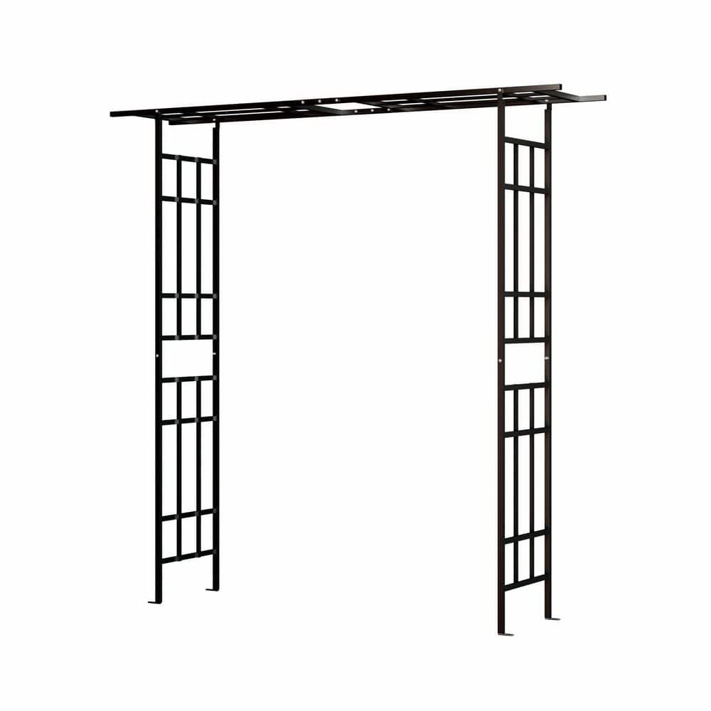 Black Series Outside Dimensions: 77.56 in. x 78.15 in. Iron Gothic Arbor, A