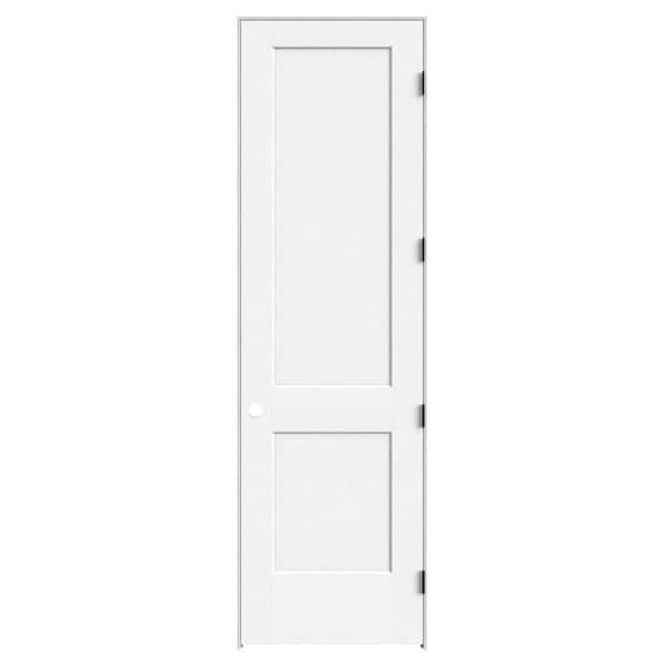 28 in. x 96 in. 2-Panel Logan Left-Hand Hollow Core Primed Composite Single Prehung Interior Door with Black Hinges