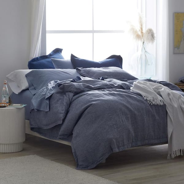 The Company Store Legends Hotel Relaxed Chambray Blue Linen Euro Sham 50912F E BLUE The Home Depot