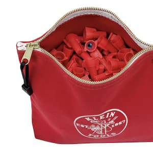 10 in. Consumables Red Canvas Zipper Bag