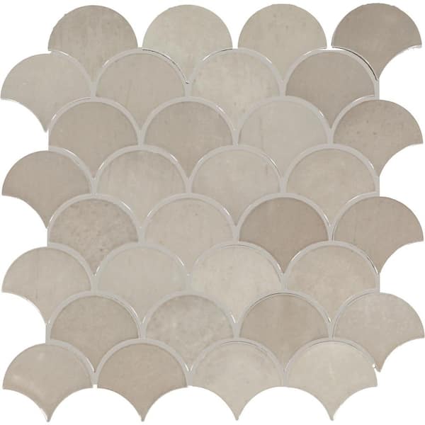 Miramo Sand 3-1/4 in. x 3-1/4 in. Glossy Ceramic Fan Mosaic Tile Sample