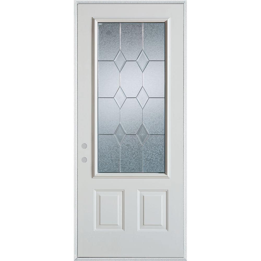 36 in. x 80 in. Geometric Zinc 3/4 Lite 2-Panel Painted White Right-Hand Inswing Steel Prehung Front Door -  Stanley Doors, 1102E-D-36-R-Z