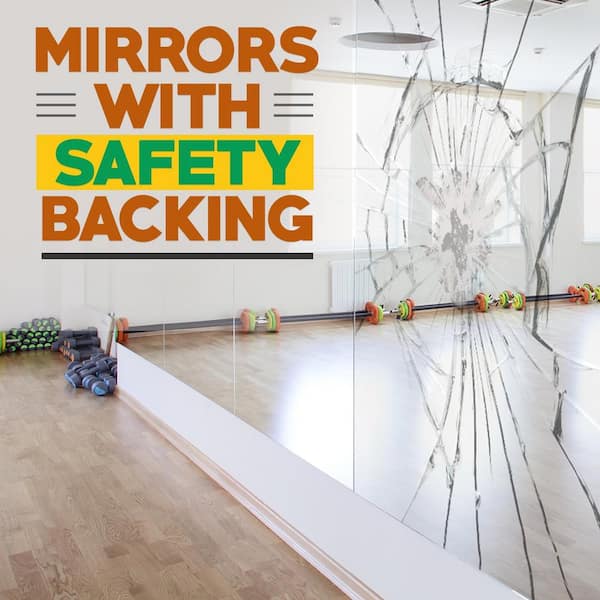Fab Glass and Mirror 31.5 in. W x 47.5 in. H Annealed Wall Mirror Kit for Gym and Dance Studio with Safety Backing