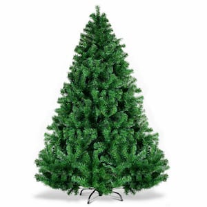 7.5 ft. Green Unlit Premium Hinged PVC Artificial Christmas Tree with Metal Stand
