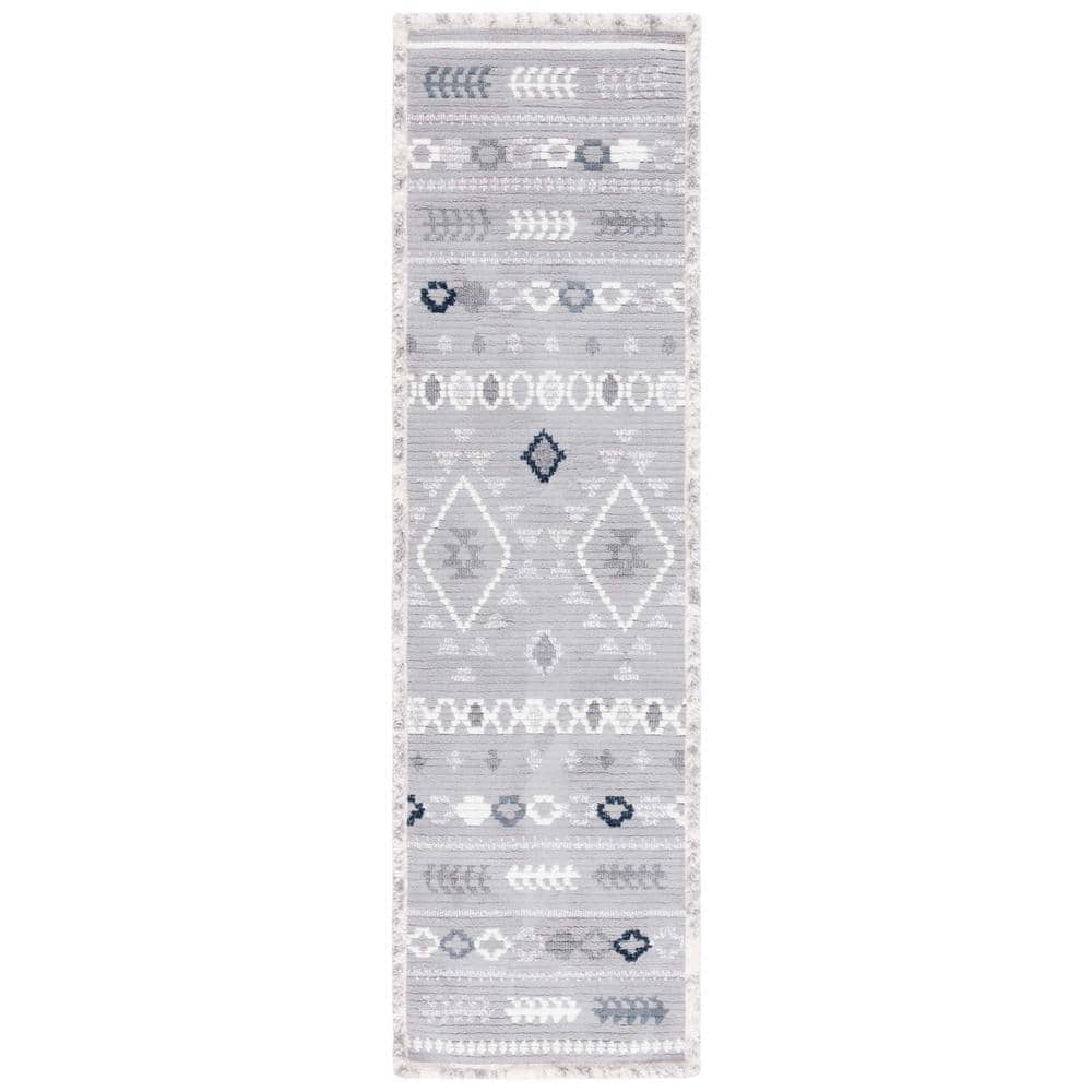 Marrakesh Gray and Light Gray Synthetic Runner Rug