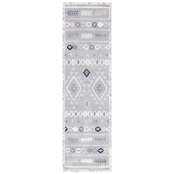 SAFAVIEH Marrakesh Gray/Light Gray 2 ft. x 8 ft. Geometric Striped Runner Rug