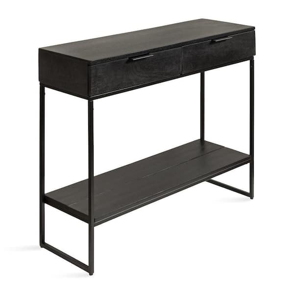 Malone 36 in. Black Rectangle Solid Wood Console Table