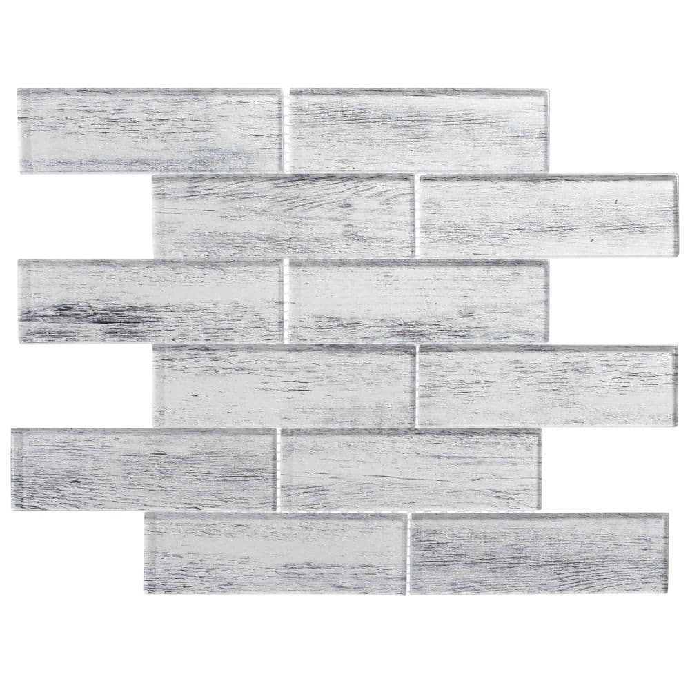 Migdal Kaspian Light Gray 5 in. x 6.5 in. Smooth Glass Mosaic Wall Tile Sam
